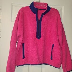 J Crew Superplush Sherpa Fleece Half-zip Pullover Shirt Women's Size Large‎ Pink